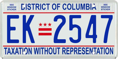 DC license plate EK2547