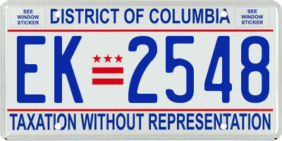 DC license plate EK2548