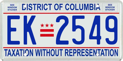 DC license plate EK2549