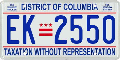 DC license plate EK2550