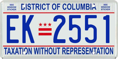 DC license plate EK2551