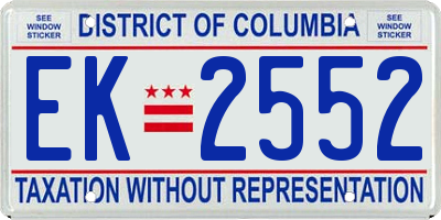 DC license plate EK2552