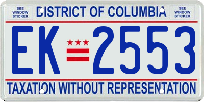 DC license plate EK2553