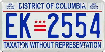 DC license plate EK2554