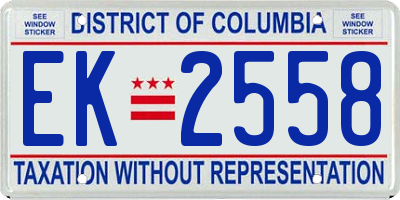 DC license plate EK2558