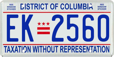 DC license plate EK2560