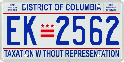 DC license plate EK2562