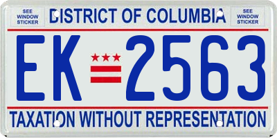 DC license plate EK2563