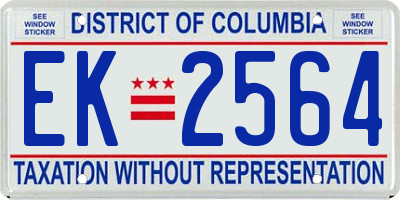 DC license plate EK2564