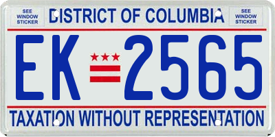 DC license plate EK2565