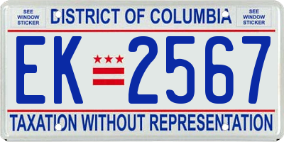 DC license plate EK2567