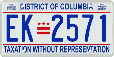 DC license plate EK2571