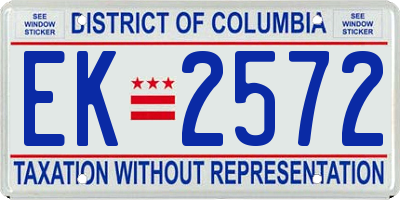 DC license plate EK2572