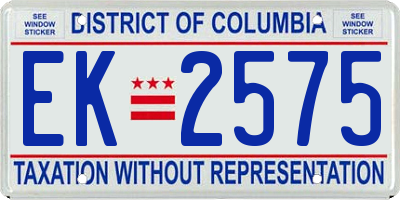 DC license plate EK2575