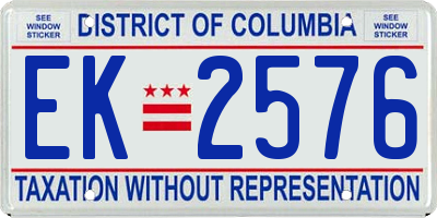 DC license plate EK2576