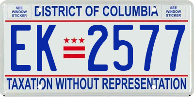 DC license plate EK2577