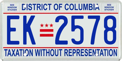 DC license plate EK2578
