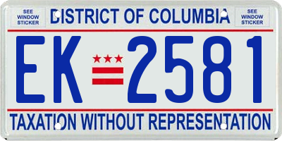DC license plate EK2581