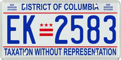 DC license plate EK2583