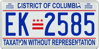 DC license plate EK2585