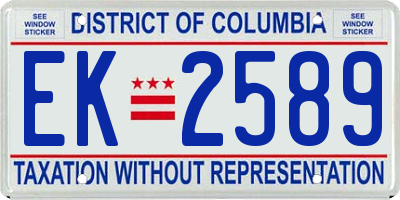 DC license plate EK2589