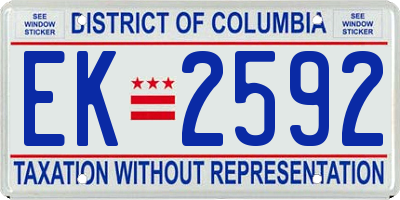 DC license plate EK2592