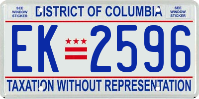 DC license plate EK2596