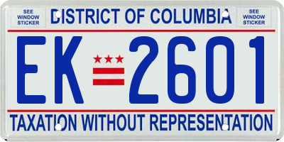 DC license plate EK2601