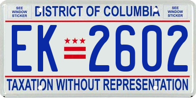 DC license plate EK2602