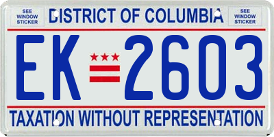 DC license plate EK2603