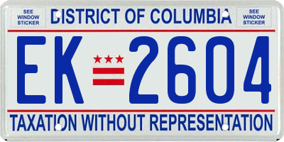 DC license plate EK2604