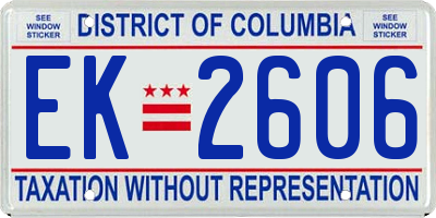 DC license plate EK2606