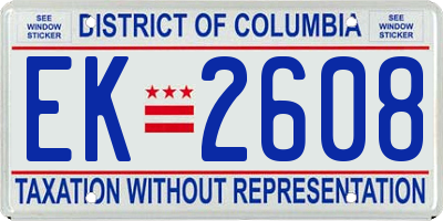 DC license plate EK2608