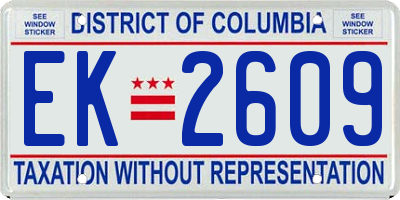 DC license plate EK2609