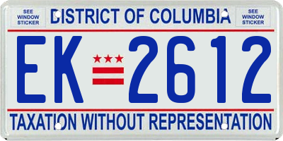 DC license plate EK2612