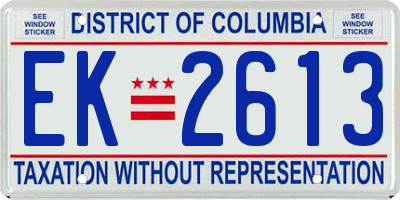 DC license plate EK2613