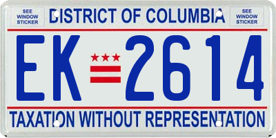 DC license plate EK2614