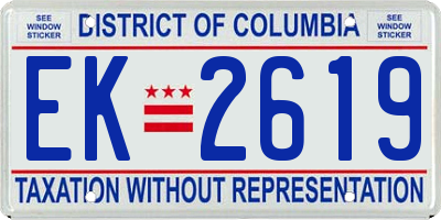 DC license plate EK2619