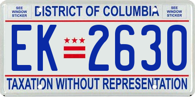 DC license plate EK2630