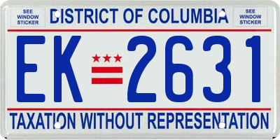 DC license plate EK2631