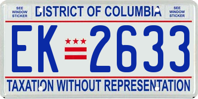 DC license plate EK2633