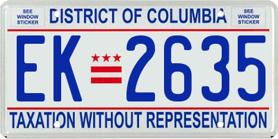 DC license plate EK2635