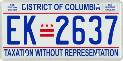 DC license plate EK2637