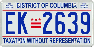 DC license plate EK2639