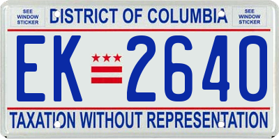 DC license plate EK2640