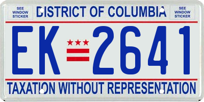 DC license plate EK2641