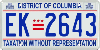 DC license plate EK2643