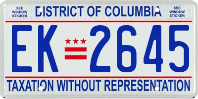 DC license plate EK2645