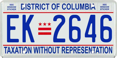 DC license plate EK2646