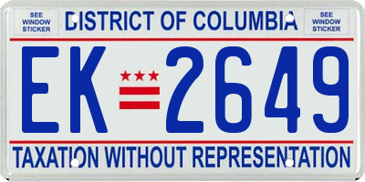DC license plate EK2649